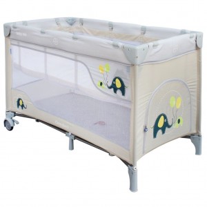 Detská cestovná postieľka Baby Mix Sloníky, beige
